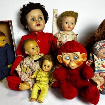 Vintage Dolls & Rubber Face Plush Toys