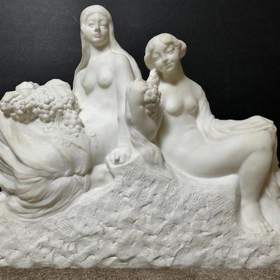 Josef Drahonovsky Marble Sculpture “Seated Maidens” Circa 1925