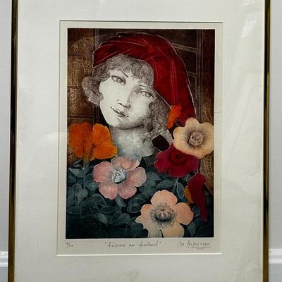 Monique Arquizan “Femme Au Foulard” Signed & Numbered Print 