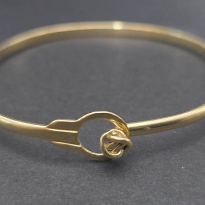 14K Gold Squeeze Clasp Bangle Bracelet -2.25" Interior Dia.