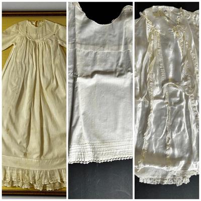 Vintage Infant Christening Gowns, One Framed 33x27"