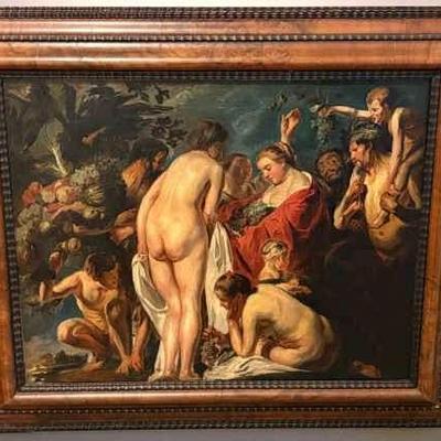 Follower Of Old Master Jacob Jordaens “An Allegory Of Fertility” Oil In Canvas