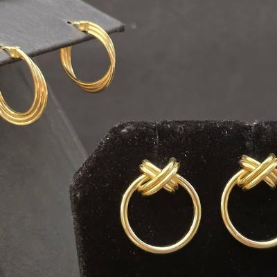 14K Gold XO & Twist Hoop Earrings (2)