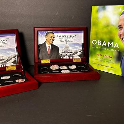 Obama Collectibles: Autographed Pete Souza "An Intimate Portrait" Book: 2009 Inauguration Day Coins 