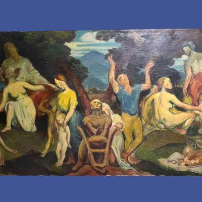 B Bartoj Oil Painting On Stretched Canvas 1924 - 24x44”