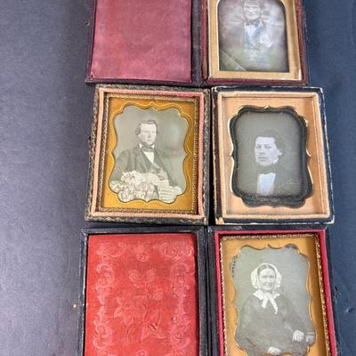 Daguerreotypes: Ninth Plate Portraits Of Young Men & Older Woman 