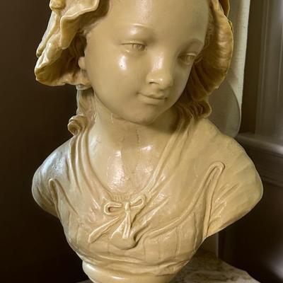 After Grinam Niam Resin Bust Of Girl - 17”h