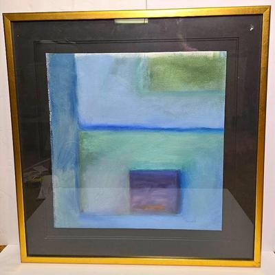 Abstract Painting Signed Palmer, Framed 24.5x25.5"
