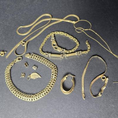 14K Gold Broken Jewelry, Findings, Scrap