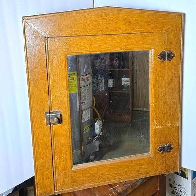 Vintage Wood Corner Medicine Cabinet with Mirror, Wall Mount
