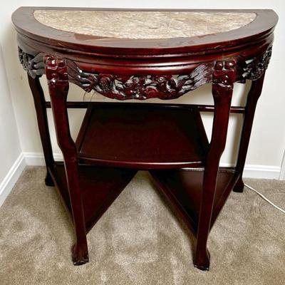 Demilune Table With Marble Top 33x16.5x30