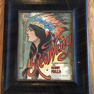 “Red Wing” by Kerry Mills – Framed Limited Edition Music Poster