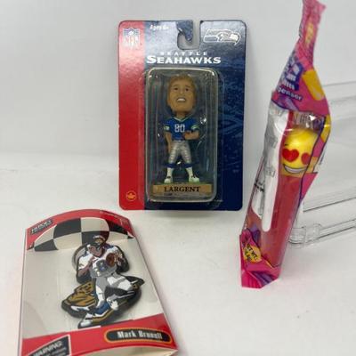 Steve Largent Bobblehead, Mark Brunell Keychain & Emoji Pez