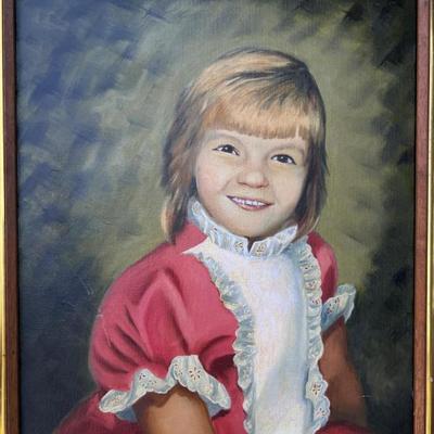 Vintage Portrait of a Young Girl – Original Painting by Frances Duckey	