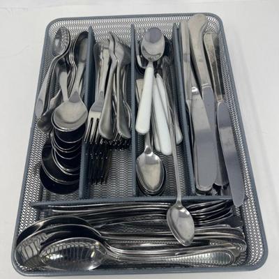 Flatware Organizer Full of Stainless Utensils