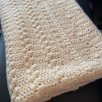 1960s Buttercup Yellow Hand-Crocheted Blanket – Mid-Century Warmth