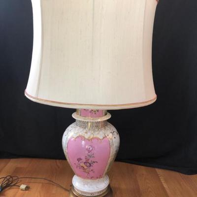 Mid-Century Hollywood Regency Floral Table Lamp	