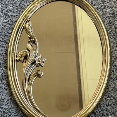 Syroco Gold-Toned Frame Oval Mirror, Dated 1984