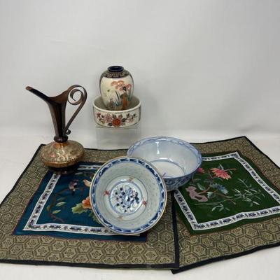 Fusion of Asian Inspired Artistry in Porcelain, Metal & Silk
