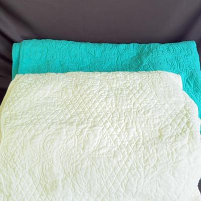 Quilts-White and Aqua/Blue