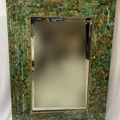 Mirror With Green Mosaic Tile Frame