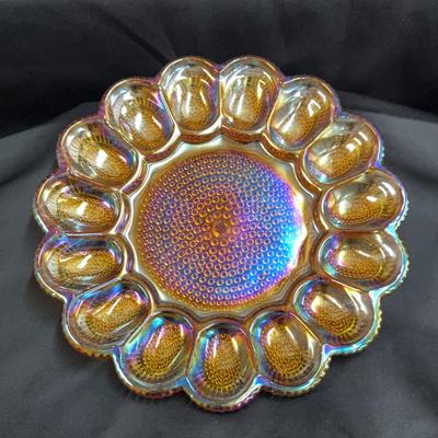 Carnival Glass Deviled Egg Dish