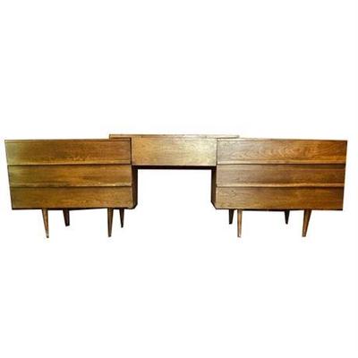 Lot 072   
Mid Century Modern Teak Dressers Light Up Vanity