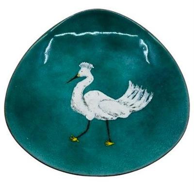 Lot 024  
Saul Epstein Signed Metal Enamel White Egret Plate