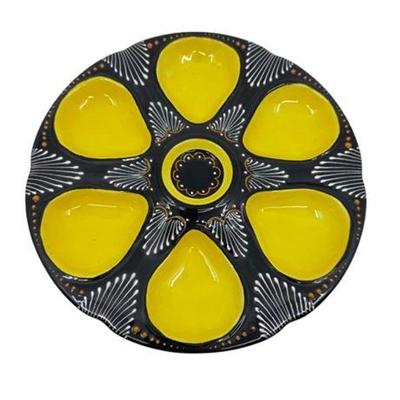 Lot 025  
Quimper French Faience Yellow And Black Oyster Plate, 1940s