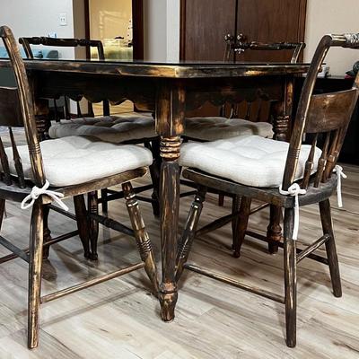 Hand Carved Wooden Table & Chairs 