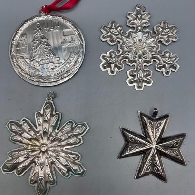 4 Sterling Silver Christmas Ornaments