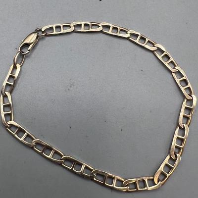 14k Gold Flat Ladder Chain Bracelet