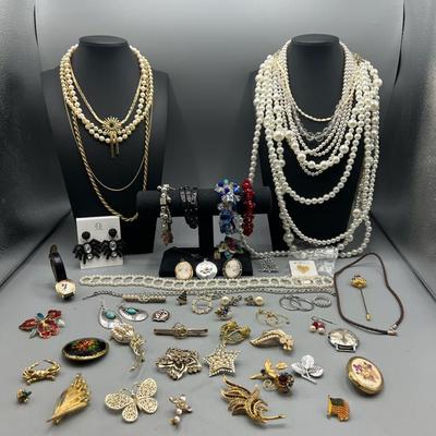 Pins And Pearls Costume Jewelry 