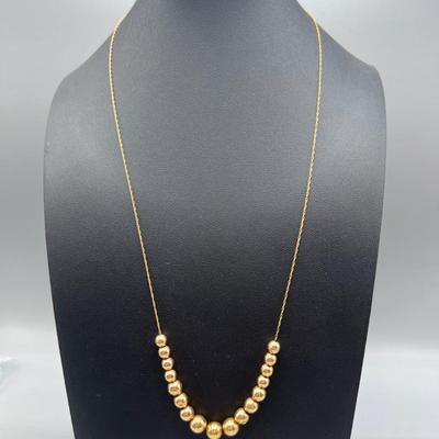 14k Gold Chain With Gold Beads, 24”