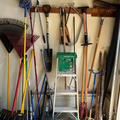 Group Of Lawn & Garden Tools And Werner 4’ Ladder 