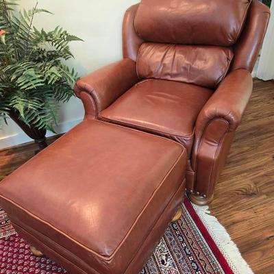 Leather Club Chair & Ottoman 