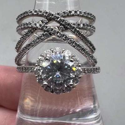2 Sterling Silver Rings With Clear Stones 