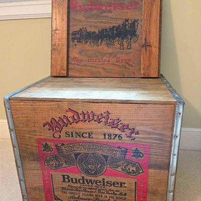 Vintage Budweiser Beer Crate & Oyster Shucker & Strainer