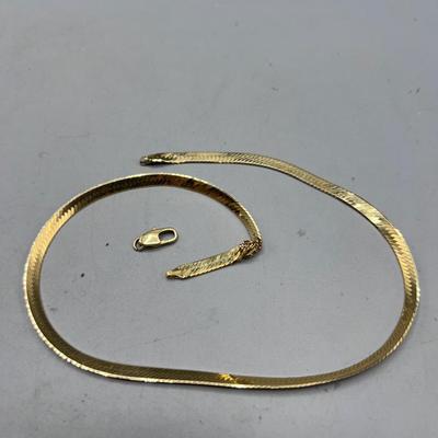14k Gold Flat Snake Chain - Damaged