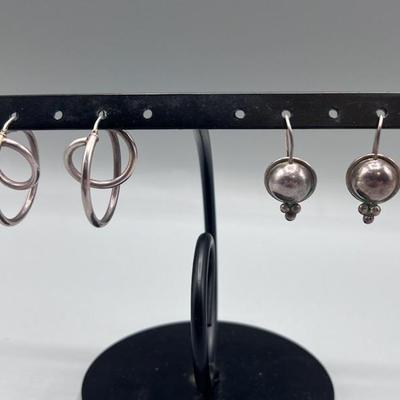 2 Pairs Sterling Silver Earrings
