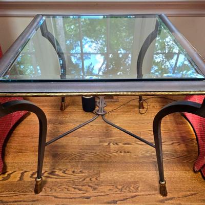 Contemporary Metal &  Glass Side Table 