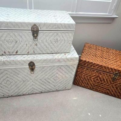 3 Vintage Wicker Chest Trunks