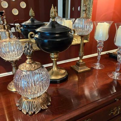 Ornate Brass Metal & Glass Decor 