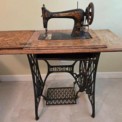 Antique Singer Sewing Machine Table Cast Metal Base