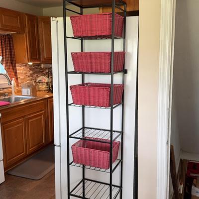 Tall Metal Shelf With Baskets
