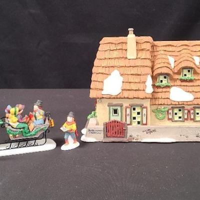 "The Christmas Carol Cottage" and "Caroling With The Cratchit Family" Dickens' Village Dept. 56