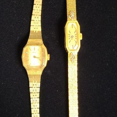 Two Gold Tone Stainless Steel Watches, Seiko & Waltham