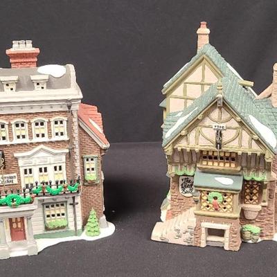 "Crown & Cricket Inn" and "The Pied Bull Inn" Dickens Village by Dept. 56