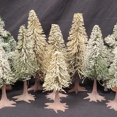 One Dozen Dept. 56 Flocked Trees + A Pair Of Bonus, Unmarked Trees From Deforest's
