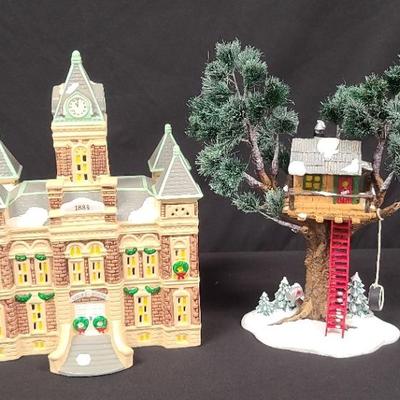 "Treetop Tree House" and "County Courthouse" The Original Snow Village by Dept. 56